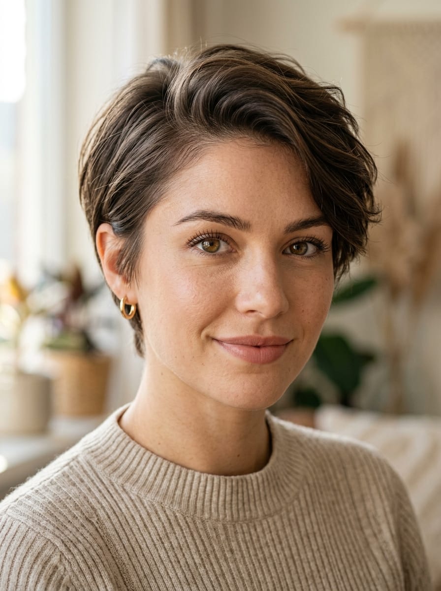 Pixie mit längerem Deckhaar - Stufige Kurzhaarfrisur
